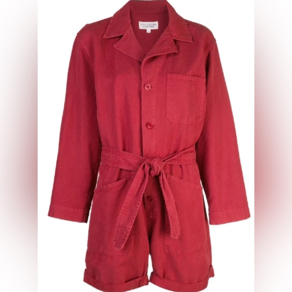 NILI LOTAN Ariana Jumpsuit in Sunkissed Red. Size Large. - Picture 2 of 4